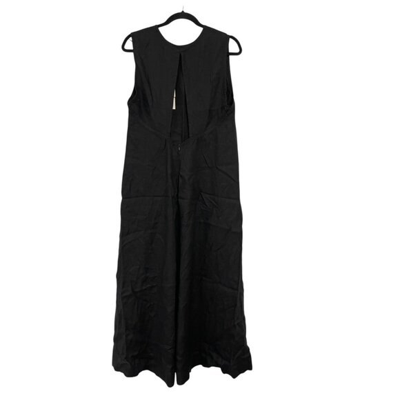 Zara ZW Womens Midi Dress L Large Black Linen Sleeveless Cut Out  2731/094 NWT - Picture 4 of 12